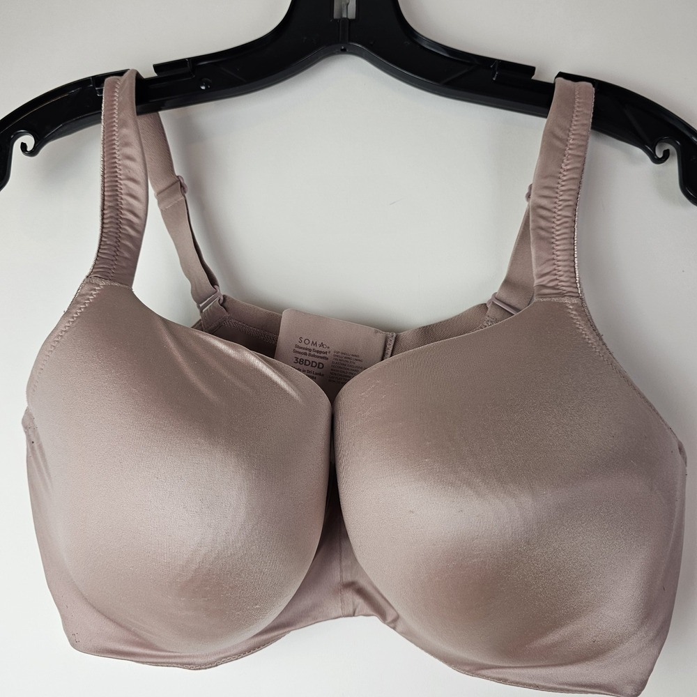 Soma Bra 38DDD Stunning Support Smooth Balconette Underwire Lined‎ Pink Satin